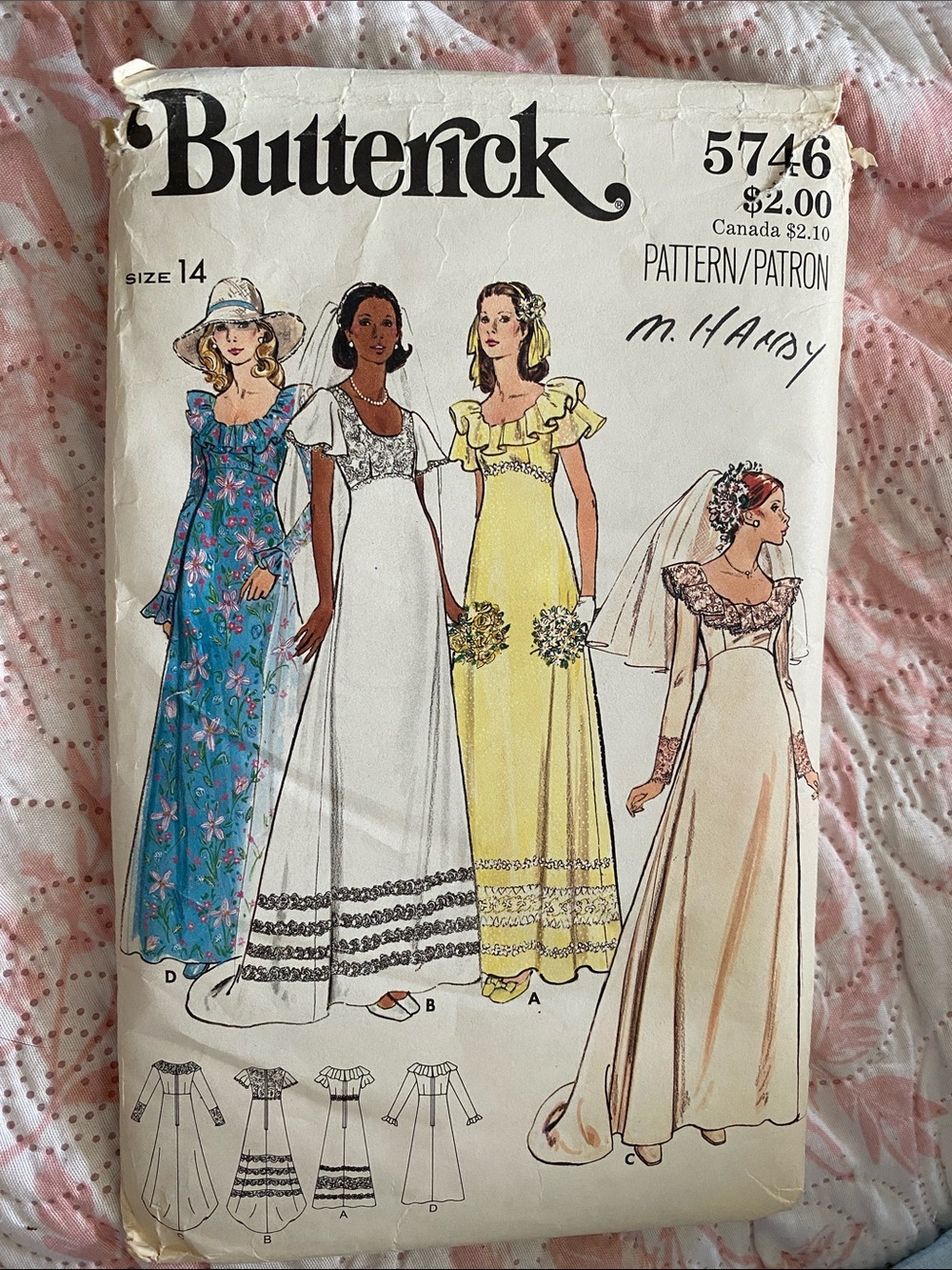 Butterick Women's Maxi Dress Pattern Bridal size 14 sewing seamstress wardrobe
